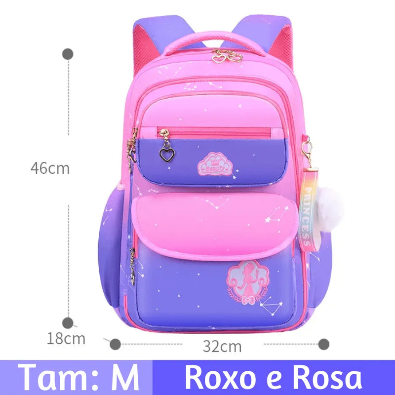 Mochila Infantil Princesa Pink - Otopédica, Leve e Resistente, Impermeável e Alta Capacidade