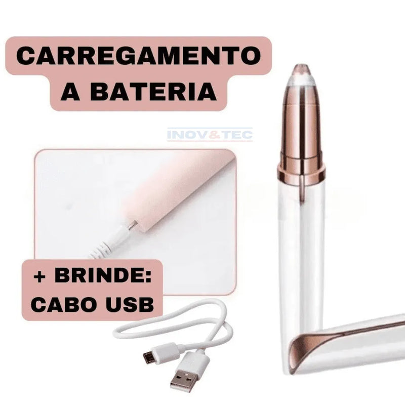 Caneta Depiladora de Sobrancelha e Pelos Faciais Indolor | BRINDE Stencil Para Maquiagem Perfeita e Resultado De Salão em Segundos!