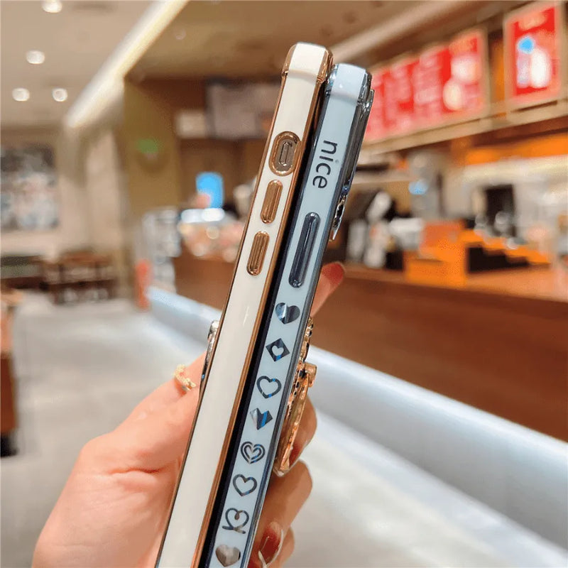 Capinha Iphone "Anel De Noivado" Com Apoio de Anel Cravejado - Case Luxuosa de Alta Proteção e Resistência