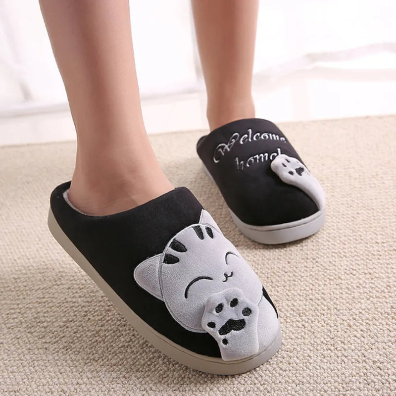 Pantufa Quentinha de Gatinho com Sola Antiderrapante para o Inverno e Dias Frios Welcome Home