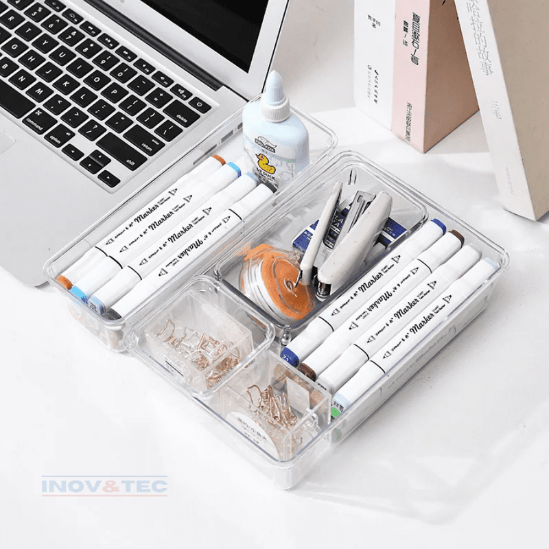 Kit Organizadores Em Acrílico Premium - Organize Suas Gavetas, Maquiagem e Muito Mais Com Estilo e Praticidade