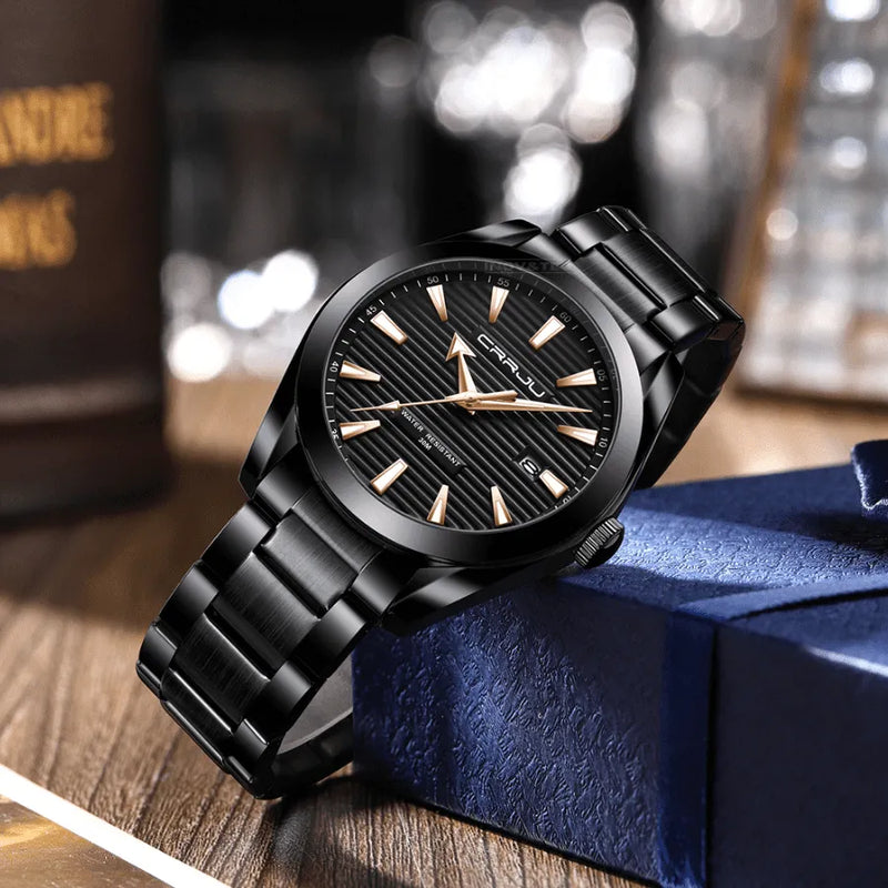 Relógio Masculino CRRJU "Deep Sea" Em Aço Inoxidável, Com movimento de Quartzo e Resistente a Água 30M