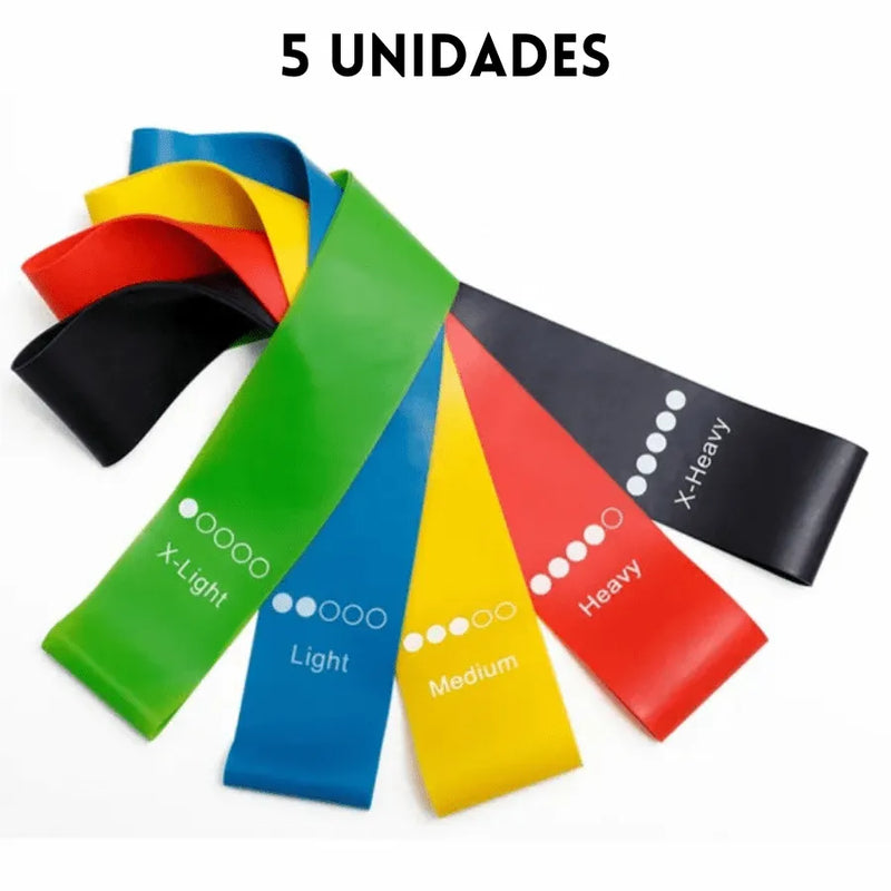 Kit 10 Faixas Elásticas para Exercícios em Casa Extensor Academia Pilates Fitness Crossfit