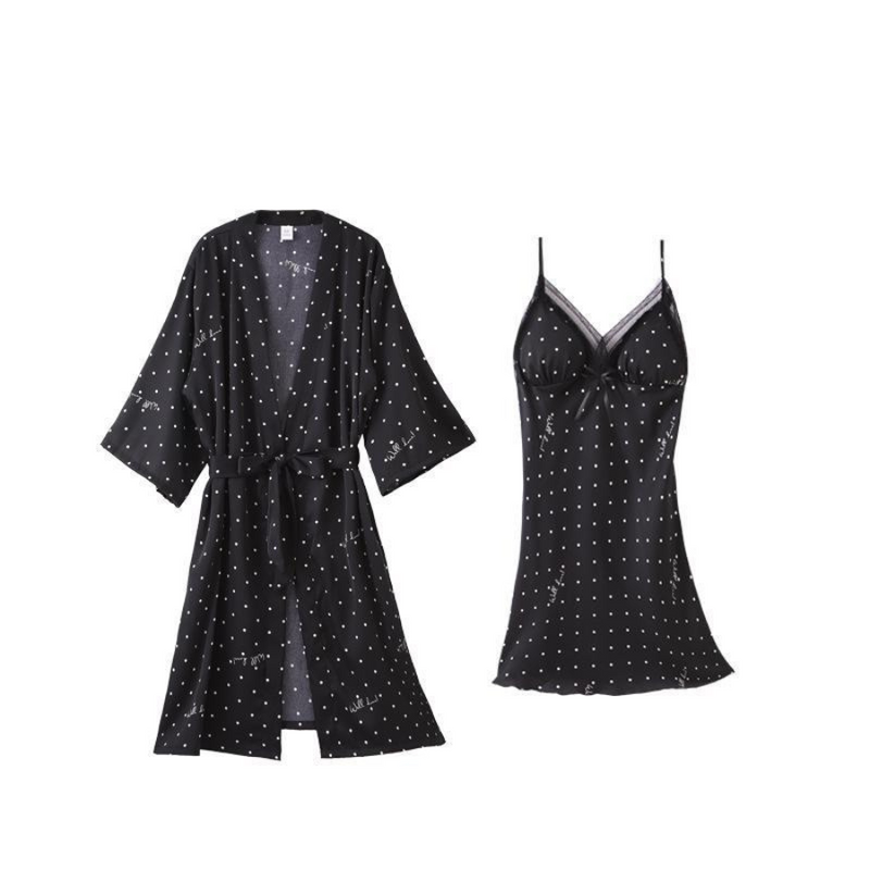 Pijama Feminino SleepWear - Conjunto 5 Peças, Roupão, Camisola, Calça, Shorts e BabyDoll em Seda Cetim | Toque de Seda Super Confortável