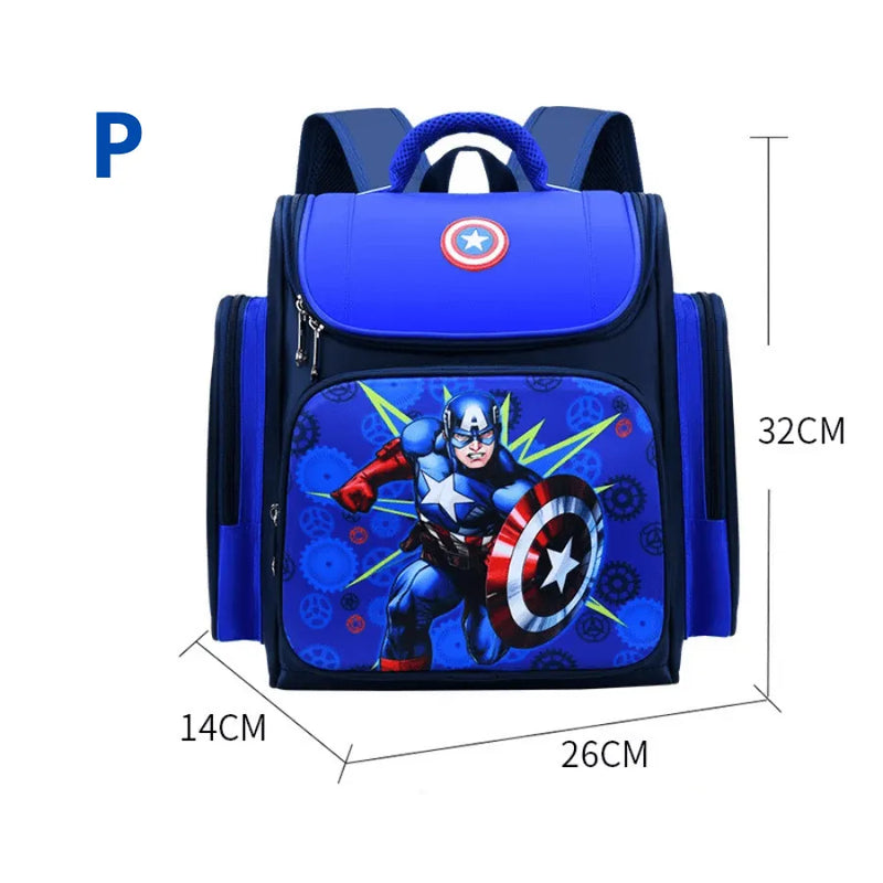 Mochila Escolar Infantil Premium com Almodas Respiráveis Super heróis Capitão América e Homem Aranha