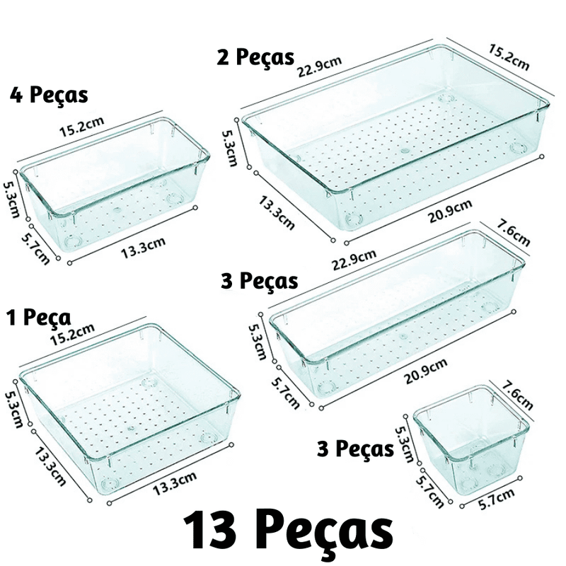 Kit Organizadores Em Acrílico Premium - Organize Suas Gavetas, Maquiagem e Muito Mais Com Estilo e Praticidade