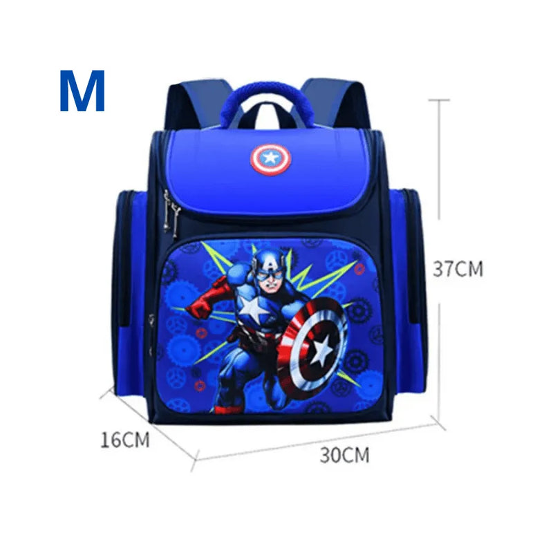 Mochila Escolar Infantil Premium com Almodas Respiráveis Super heróis Capitão América e Homem Aranha