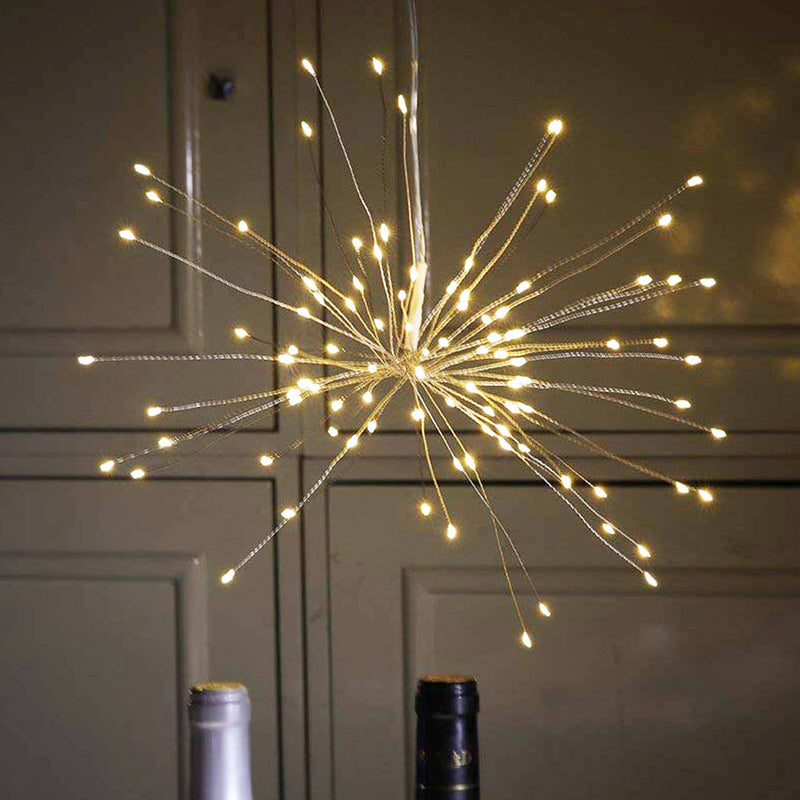 Luminária Estilo Fogos de Artifício em Fio de Cobre com 120 Luzes de LEDs