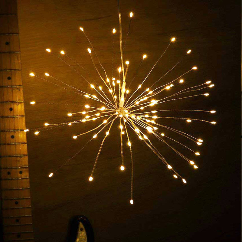 Luminária Estilo Fogos de Artifício em Fio de Cobre com 120 Luzes de LEDs
