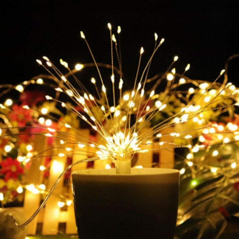 Luminária Estilo Fogos de Artifício em Fio de Cobre com 120 Luzes de LEDs