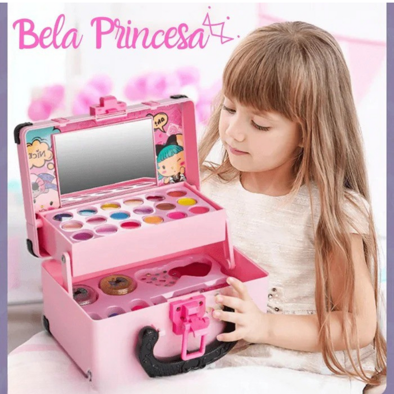 Maleta de Maquiagem para Meninas com 33 Peças Incríveis BELA PRINCESA
