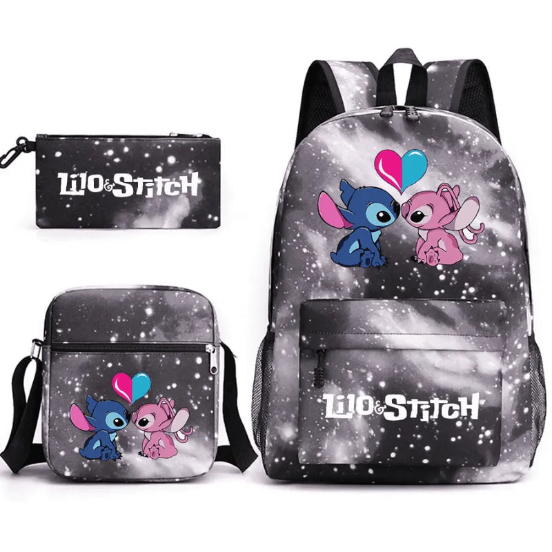 Kit Escolar Infantil Mochila + Lancheira e Estojo Lilo Stitch Lovers