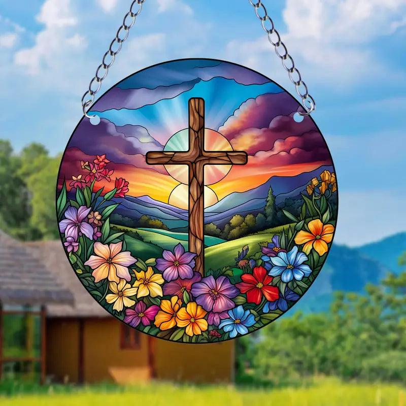 Vitral Decorativo em Acrílico Esperança - Decoração Religiosa Para Sua Casa