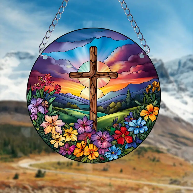 Vitral Decorativo em Acrílico Esperança - Decoração Religiosa Para Sua Casa