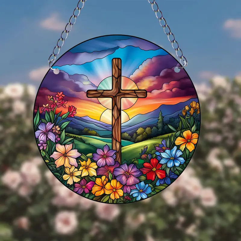 Vitral Decorativo em Acrílico Esperança - Decoração Religiosa Para Sua Casa