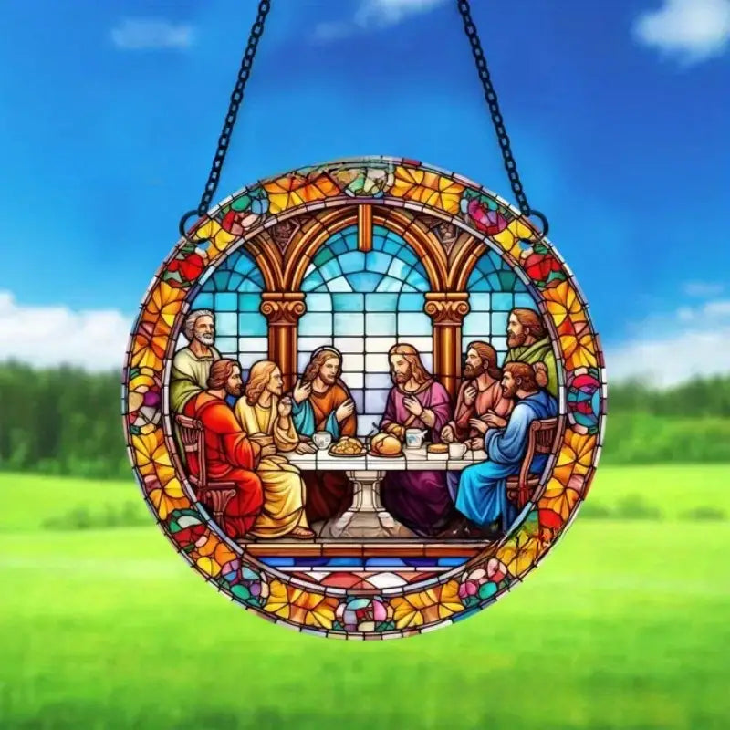 Vitral Decorativo Em Acrílico Jesus Maria e José - Decoração Religiosa para Casa e Casa