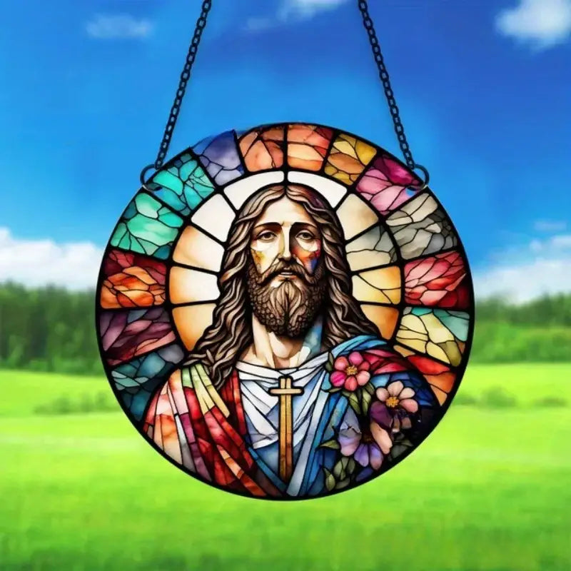 Vitral Decorativo Em Acrílico Jesus Maria e José - Decoração Religiosa para Casa e Casa