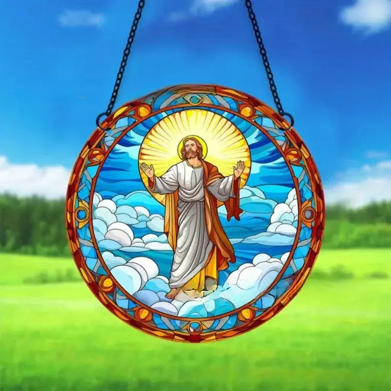Vitral Decorativo Em Acrílico Jesus Maria e José - Decoração Religiosa para Casa e Casa