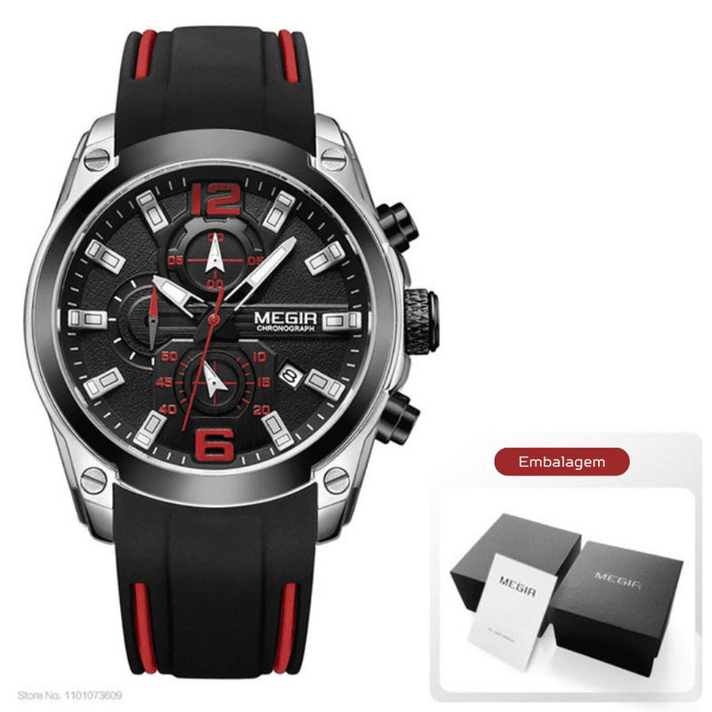 Relógio Masculino MEGIR CRONOGRAPH HERO 4 - Movimento de Quartzo, Cronógrafo Funcional, Resistente à Água 30m