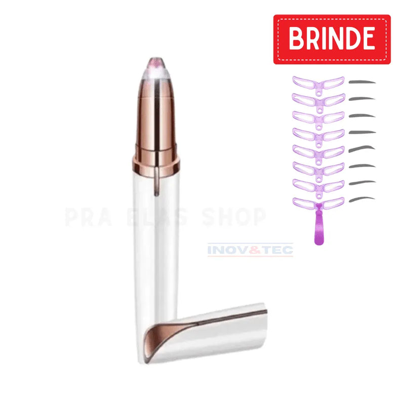 Caneta Depiladora de Sobrancelha e Pelos Faciais Indolor | BRINDE Stencil Para Maquiagem Perfeita e Resultado De Salão em Segundos!