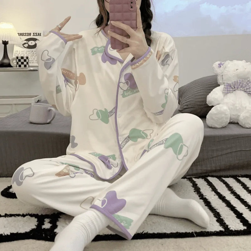 Pijama Feminino Baby Conjunto Calça e Camisa Longa Em Algodão Elástico | Conforto e Aconchego