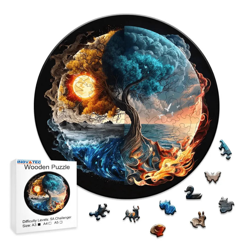 Quebra-Cabeça De Madeira Inova WOOD PUZZLE - Árvore da Vida | Diversão Com Diversos Benefícios Para Crianças e Idosos