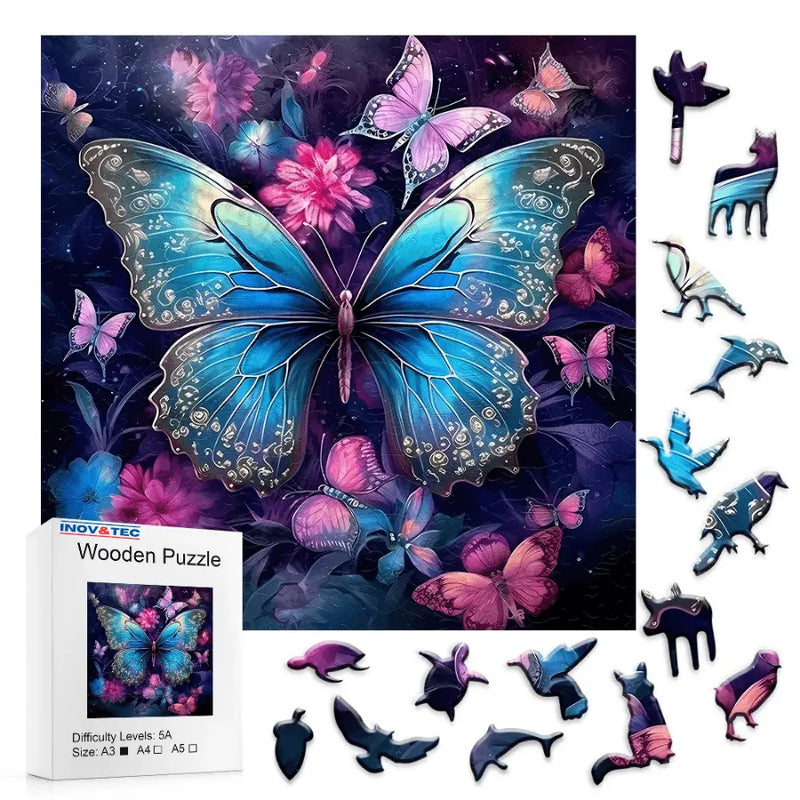 Quebra-Cabeça De Madeira Inova WOOD PUZZLE - Borboleta Rainha | Diversão Com Diversos Benefícios