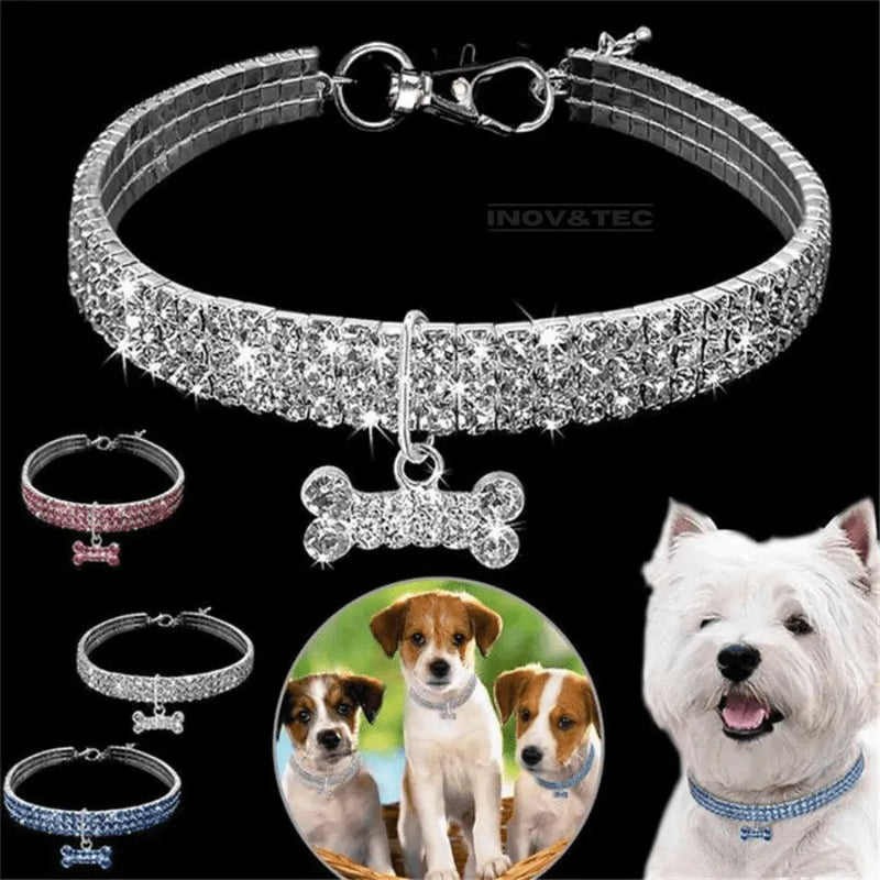 Colar Pet Chique - Coleira Cravejada De Cristais De Zircônia | Seu Pet Ainda Mais Estiloso!