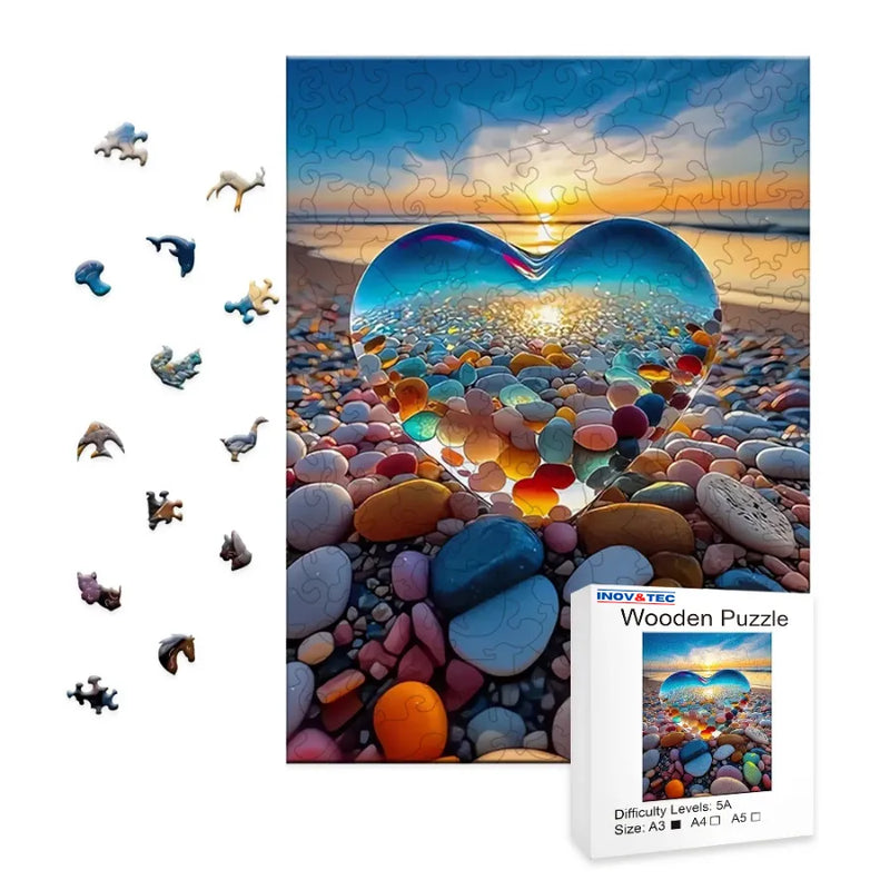 Quebra-Cabeça De Madeira Inova WOOD PUZZLE - Coração do Mar | Diversão Com Diversos Benefícios Para Crianças e Idosos