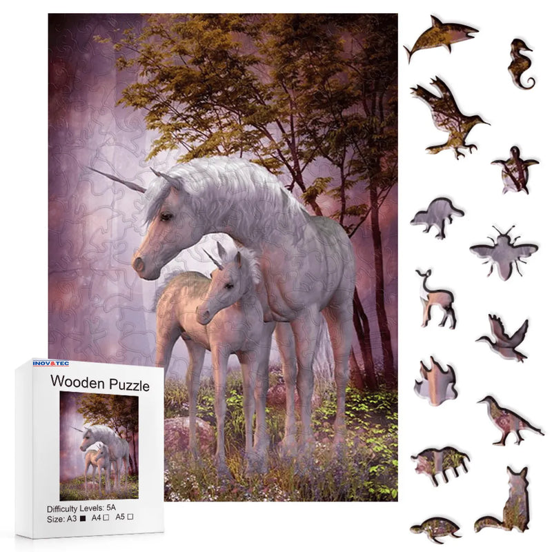 Quebra-Cabeça de Madeira Inova WOOD PUZZLE - Pôneis Encantados | Diversão com Diversos Benefícios para Crianças e Idosos