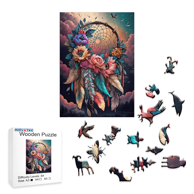 Quebra-Cabeça De Madeira Inova WOOD PUZZLE - Mandala Florida | Diversão Com Diversos Benefícios Para Crianças e Idosos