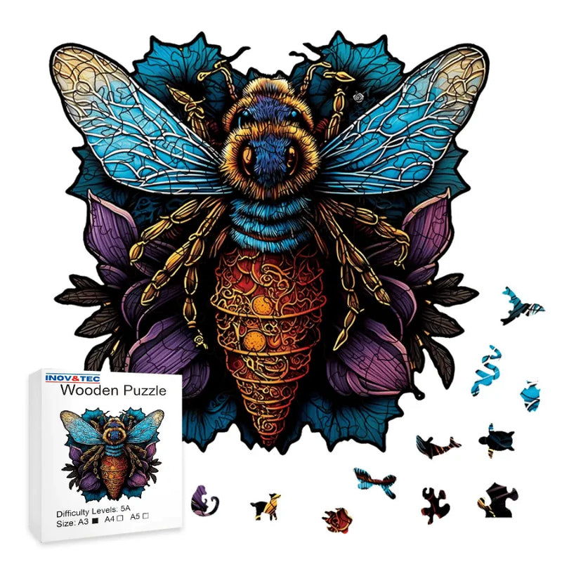 Quebra-Cabeça De Madeira Inova WOOD PUZZLE - Abelha Rainha | Diversão Com Diversos Benefícios Para Crianças e Idosos