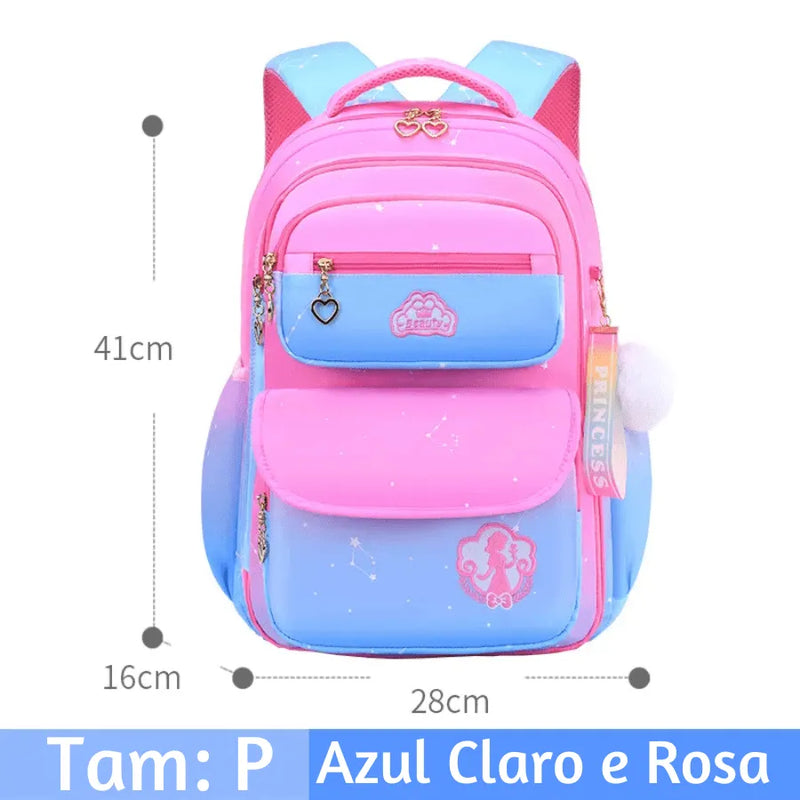 Mochila Infantil Princesa Pink - Otopédica, Leve e Resistente, Impermeável e Alta Capacidade