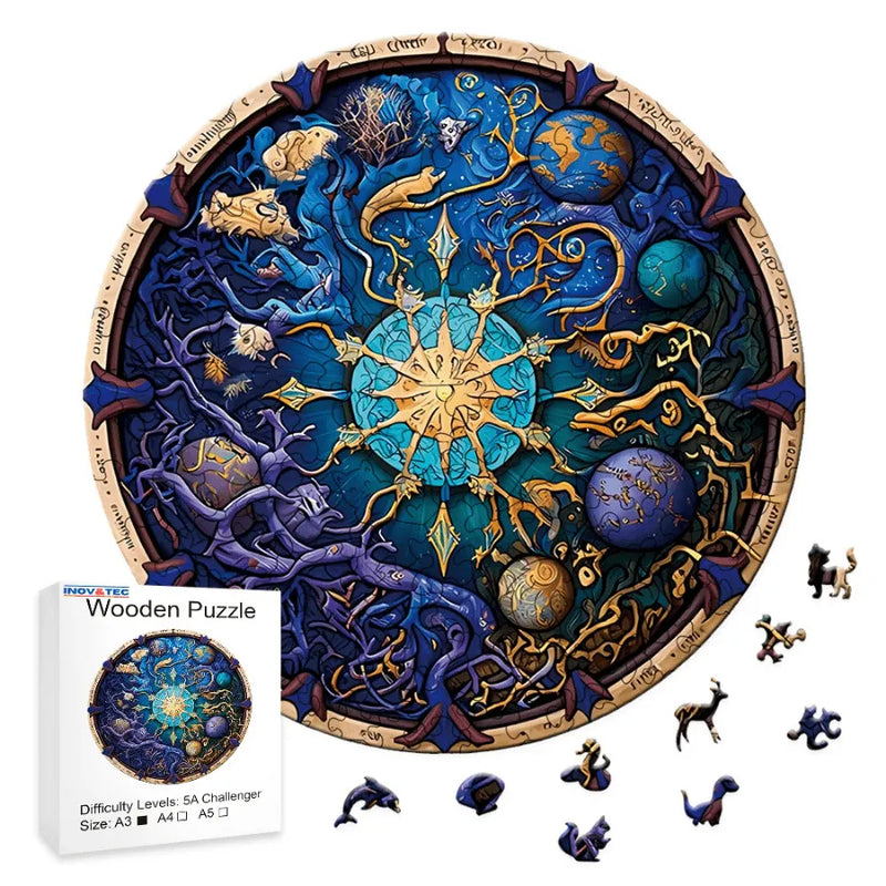 Quebra-Cabeça De Madeira Inova WOOD PUZZLE - Planetas No Universo | Diversão Com Diversos Benefícios Para Crianças e Idosos