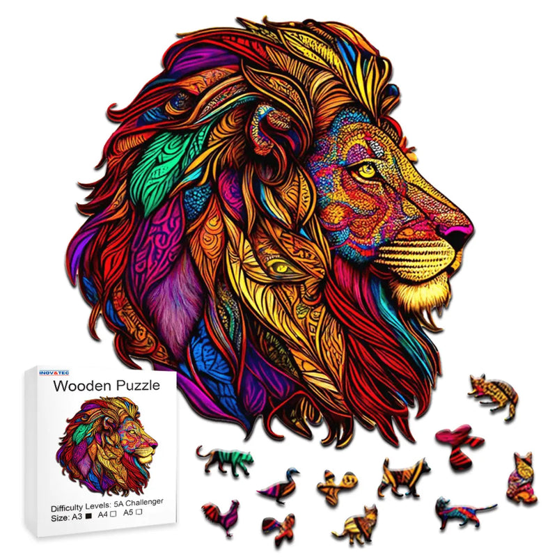 Quebra-Cabeça de Madeira Inova WOOD PUZZLE - Perfil da Selva | Diversão com Diversos Benefícios para Crianças e Idosos