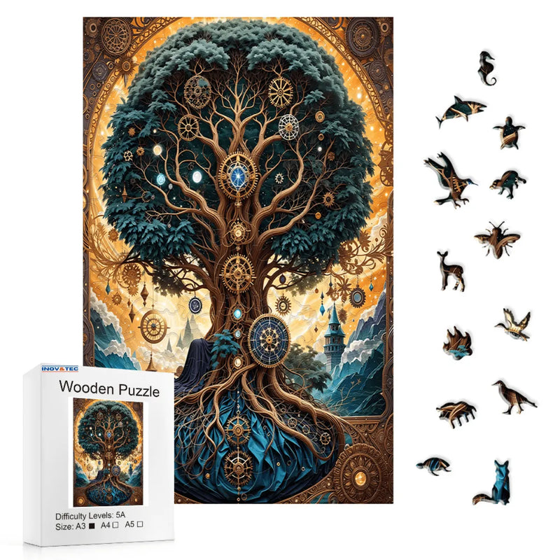 Quebra-Cabeça de Madeira Inova WOOD PUZZLE - Árvore dos Destinos | Diversão com Diversos Benefícios para Crianças e Idosos