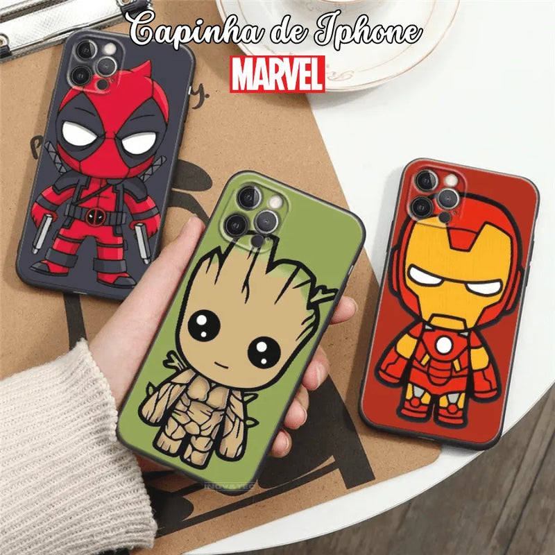 Capinha Iphone Silicone Marvel Cartoons  - Case de Alta Proteção e Resistência