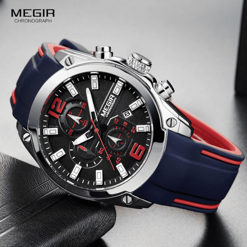 Relógio Masculino MEGIR CRONOGRAPH HERO 4 - Movimento de Quartzo, Cronógrafo Funcional, Resistente à Água 30m