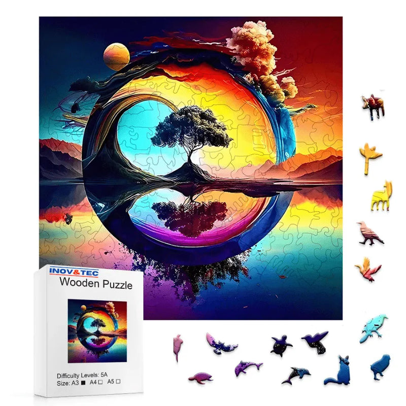 Quebra-Cabeça De Madeira Inova WOOD PUZZLE - Árvore do Lago | Diversão Com Diversos Benefícios