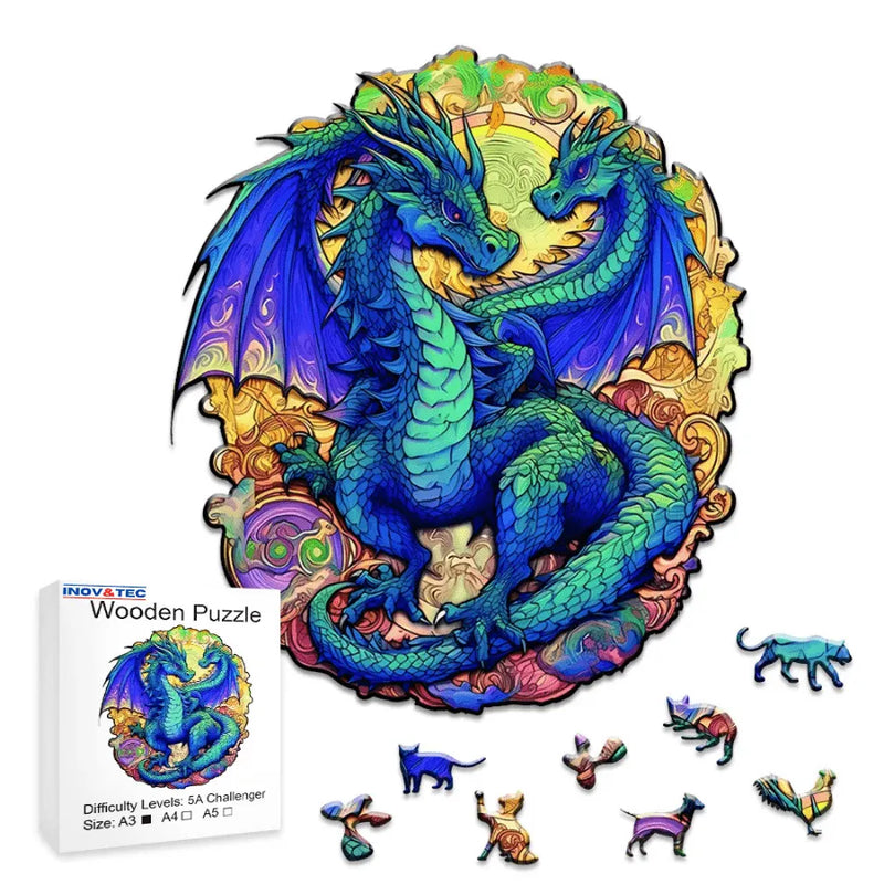 Quebra-Cabeça De Madeira Inova WOOD PUZZLE - Casal De Guardiões | Diversão Com Diversos Benefícios
