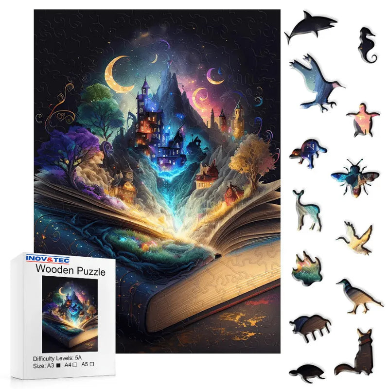 Quebra-Cabeça De Madeira Inova WOOD PUZZLE - Castelo Encantado | Diversão Com Diversos Benefícios Para Crianças e Idosos