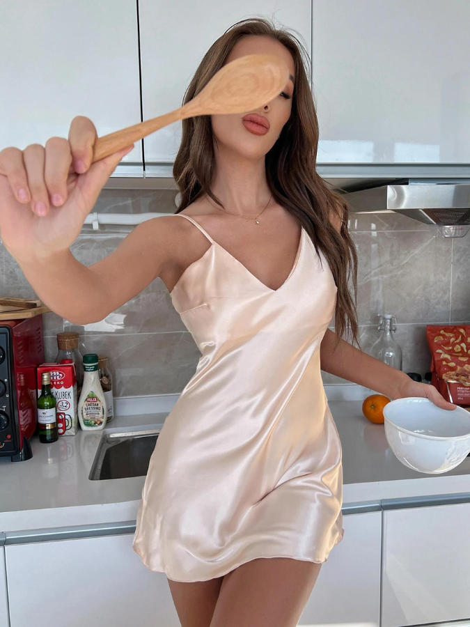 Pijama Feminino Romances - Camisola Estilo Baby Doll Em Seda Cetim | Sensual e Confortável