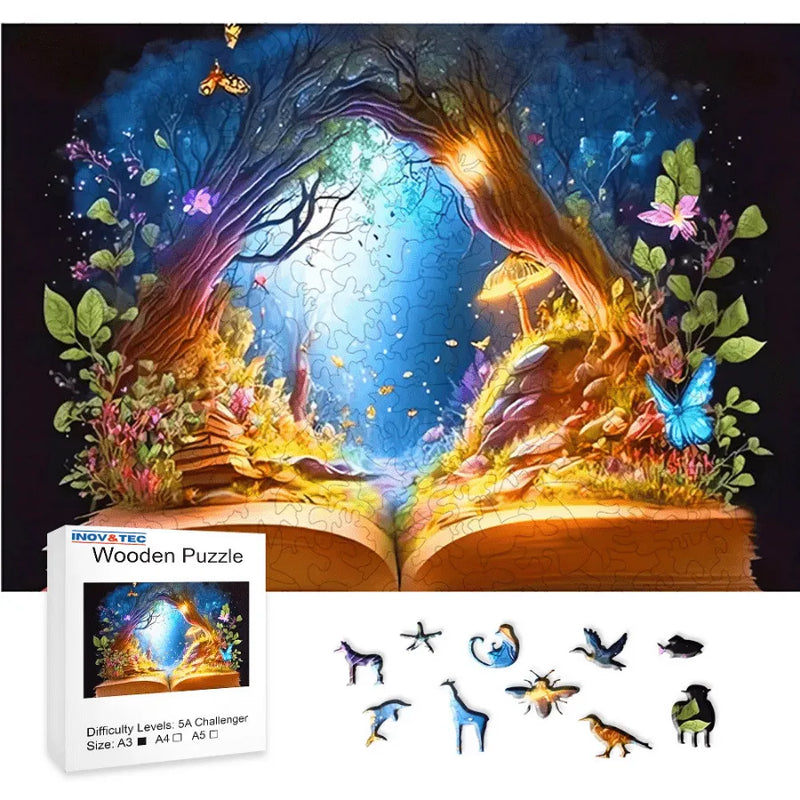 Quebra-Cabeça De Madeira Inova WOOD PUZZLE - Livro Encantado | Diversão Com Diversos Benefícios