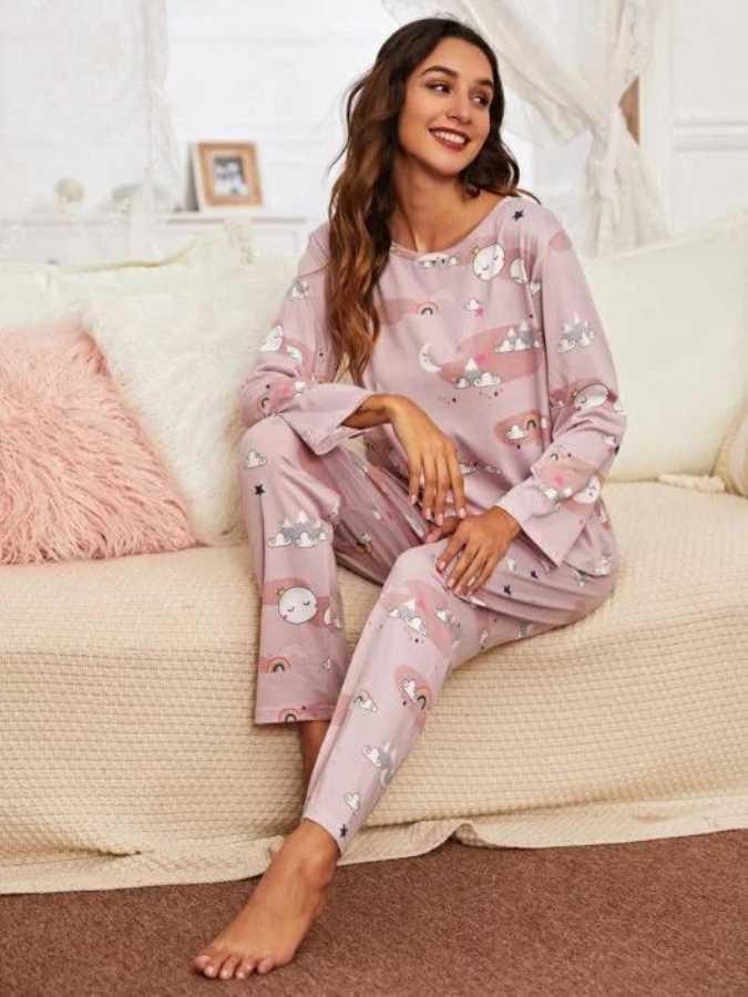 Pijama Feminino Tender Touch - Conjunto Com Calça e Camisa Longa em Tecido LooseFit | Macio, Confortável e Quentinho