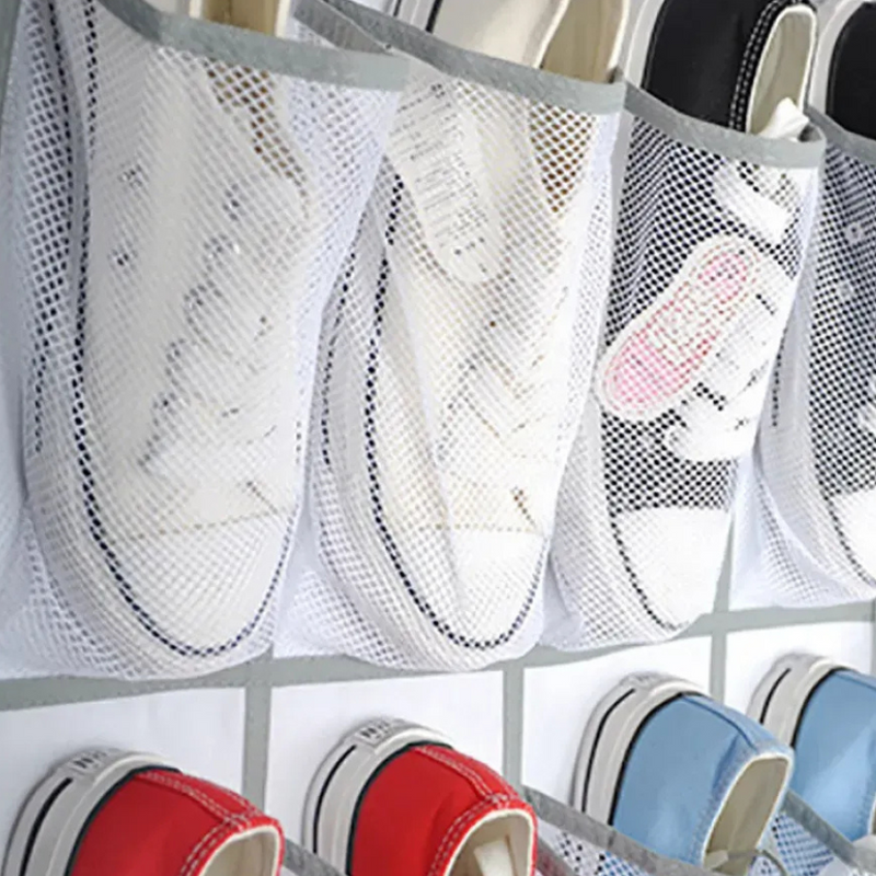 Sapateira Organizadora de Sapatos com 24 Bolsos e 3 Ganchos para Pendurar Sobre a Porta