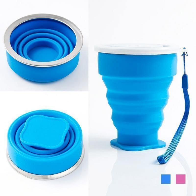 Kit 2 Copos Retráteis em Silicone Dobráveis e Reutilizáveis