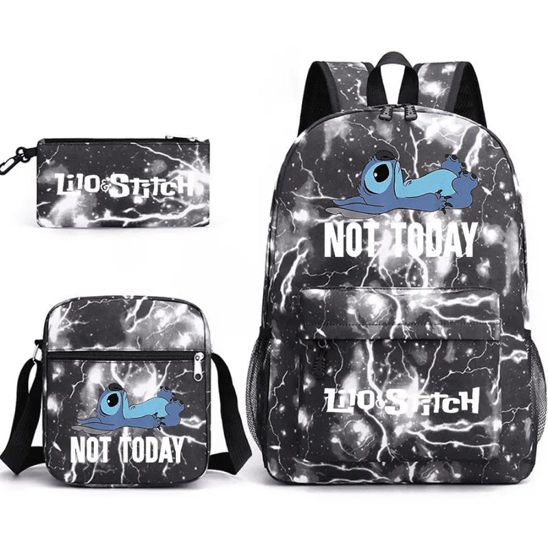 Kit Escolar Infantil Mochila + Lancheira e Estojo Lilo Stitch Lovers
