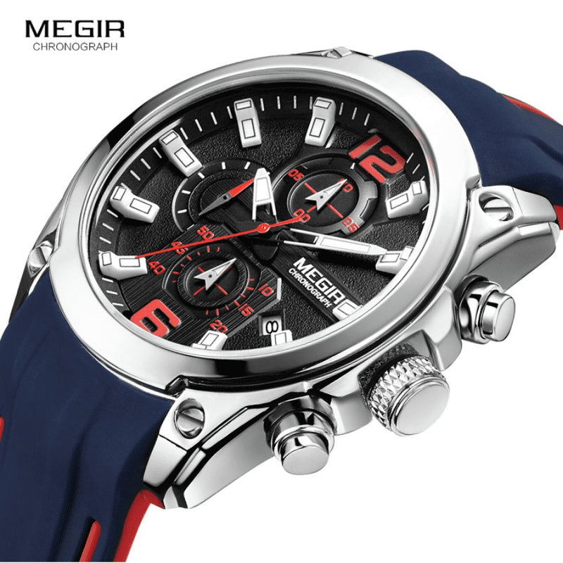 Relógio Masculino MEGIR CRONOGRAPH HERO 4 - Movimento de Quartzo, Cronógrafo Funcional, Resistente à Água 30m