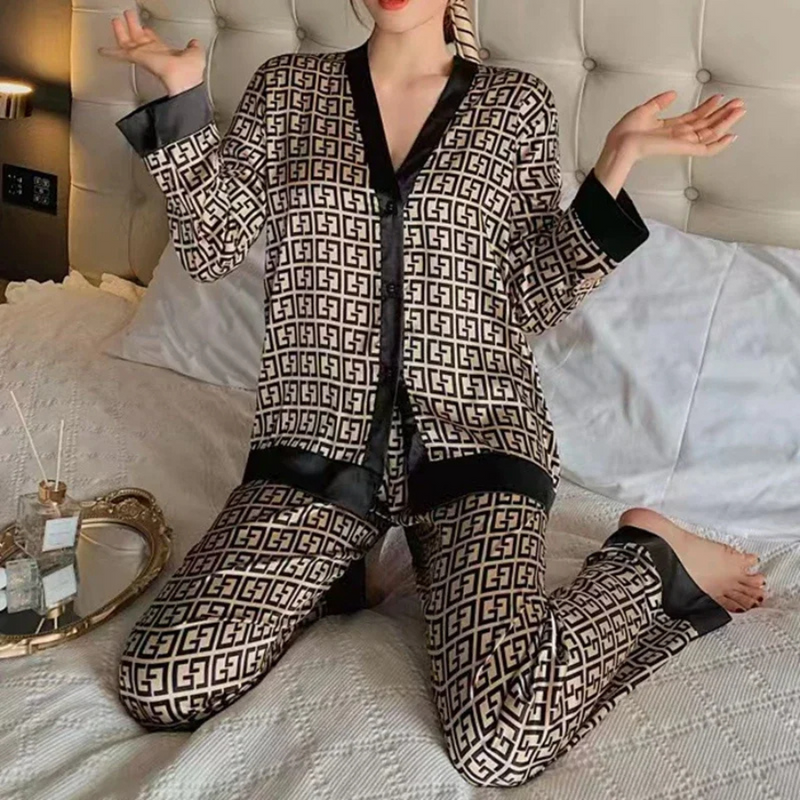 Pijama Feminino Billionare - Conjunto Luxo Calça e Camisa Longa Em Seda Gelo Premium | Toque De Seda Super Confortável