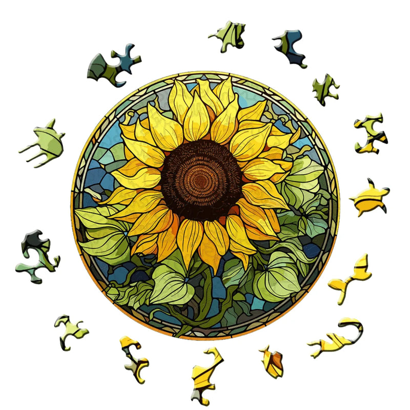 Quebra-Cabeça de Madeira Inova WOOD PUZZLE - Girassol | Diversão com Diversos Benefícios para Crianças e Idosos